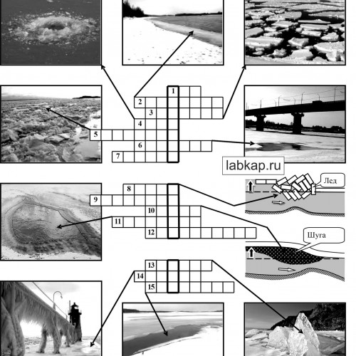4 Кроссворд - иллюстрация о явлениях на реке зимой